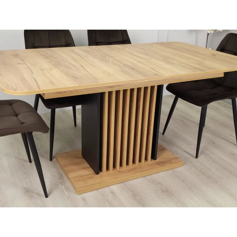 Стіл обідній рокладний TREND D-C MAX 160(210)x90 Дуб крафт золотий / Чорний Intarsio