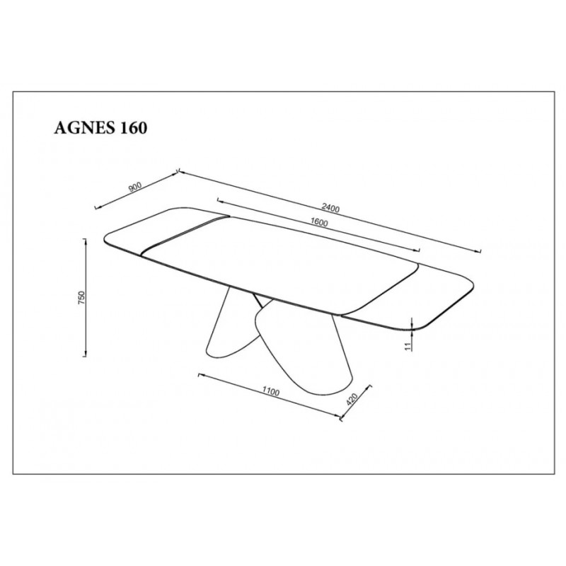 Стіл обідній розкладний AGNES CERAMIC 160(240)*90 білий позолочений мат/коричневий Intarsio