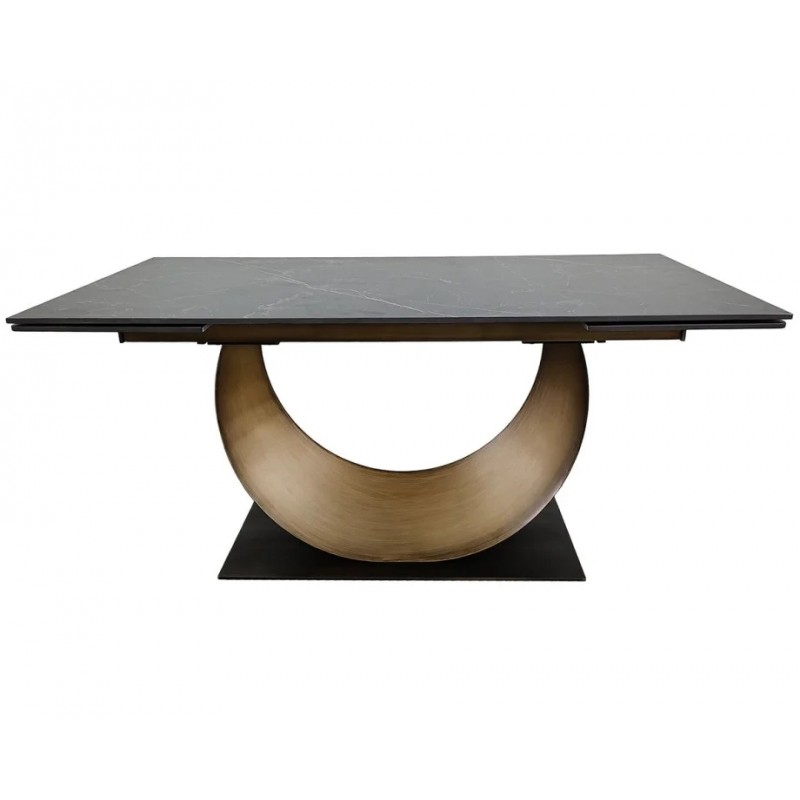 Стіл обідній розкладний AMELIA CERAMIC 160(240)*90 стіл чорний мат/бронзовий Intarsio