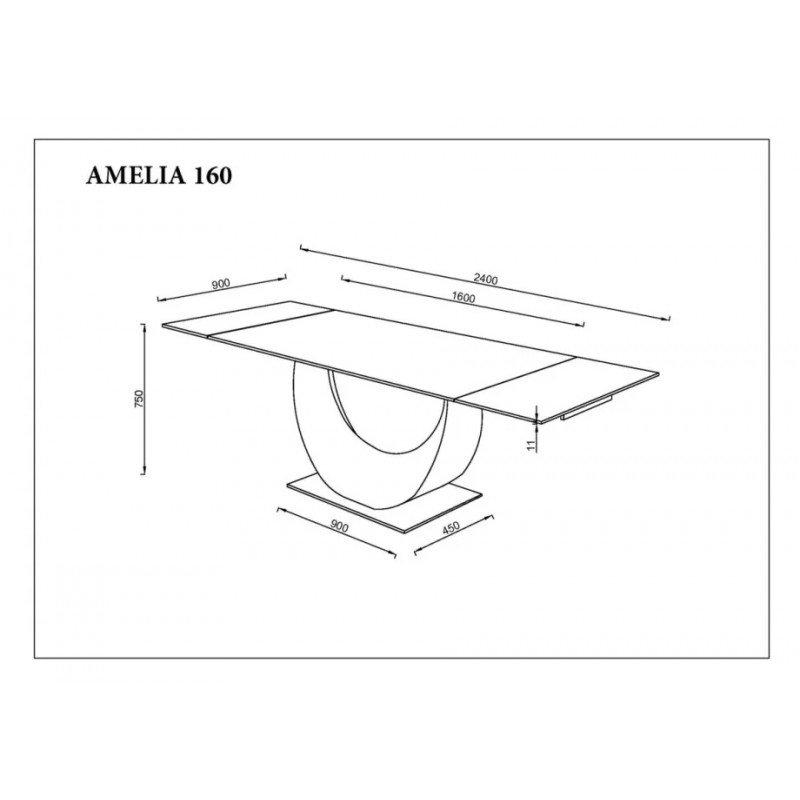 Стіл обідній розкладний AMELIA CERAMIC 160(240)*90 стіл чорний мат/бронзовий Intarsio