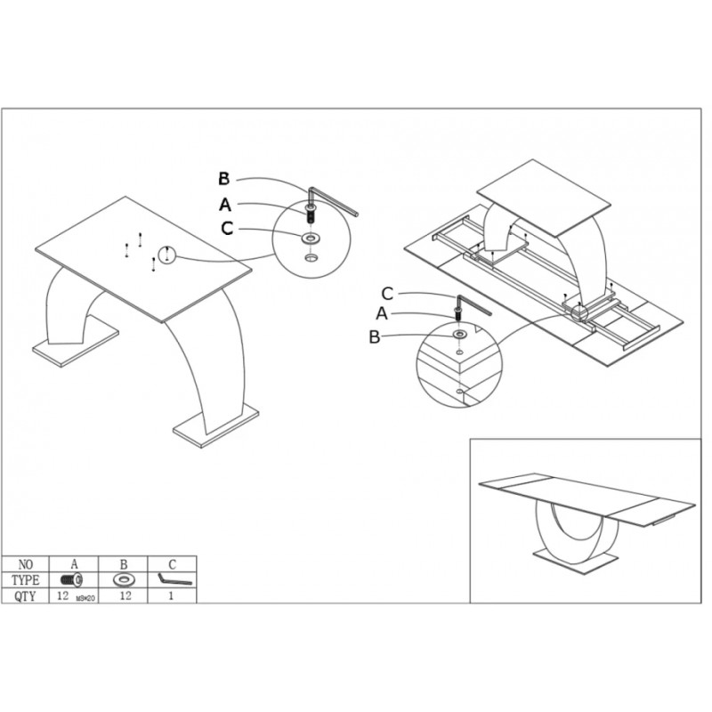 Стіл обідній розкладний AMELIA CERAMIC 160(240)*90 стіл чорний мат/бронзовий Intarsio