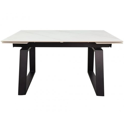 Стіл обідній розкладний BERNARD CERAMIC 140(200)*90 білий мат/чорний Intarsio