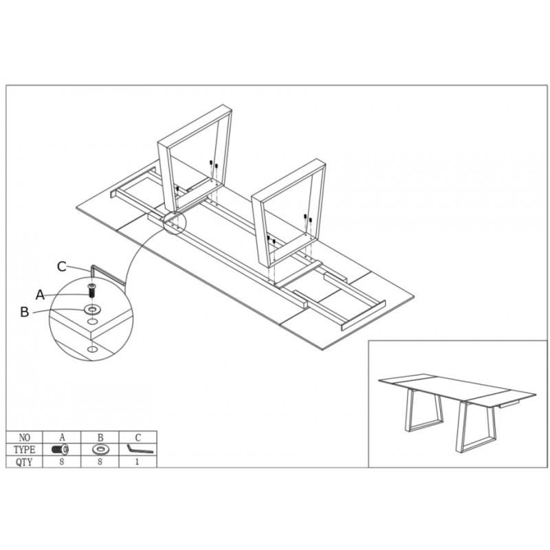 Стіл обідній розкладний BERNARD CERAMIC 140(200)*90 білий мат/чорний Intarsio