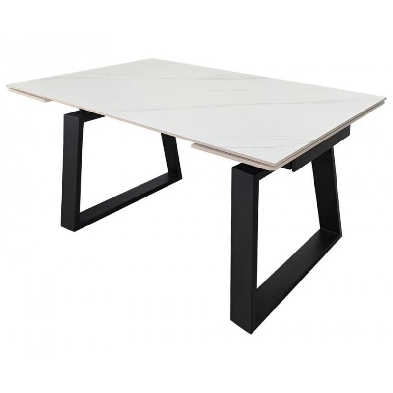 Стіл обідній розкладний BERNARD CERAMIC 140(200)*90 білий мат/чорний Intarsio