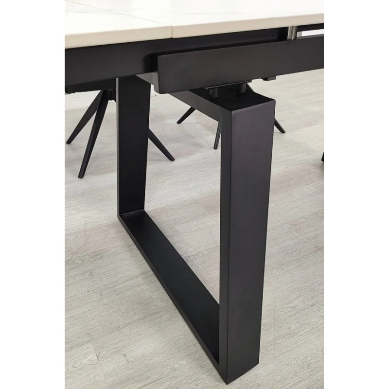 Стіл обідній розкладний BERNARD CERAMIC 140(200)*90 білий мат/чорний Intarsio