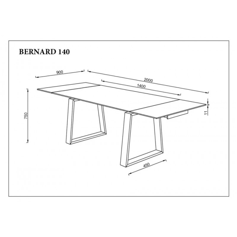 Стіл обідній розкладний BERNARD CERAMIC 140(200)*90 білий мат/чорний Intarsio