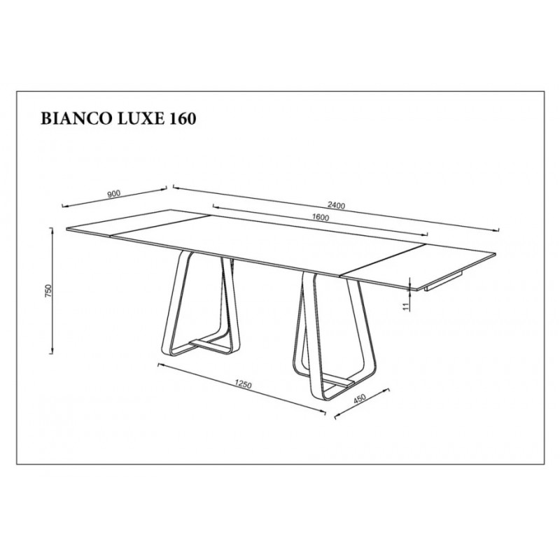 Стіл обідній розкладний BIANCO LUXE CERAMIC 160(240)*90 білий мат/білий+золото Intarsio