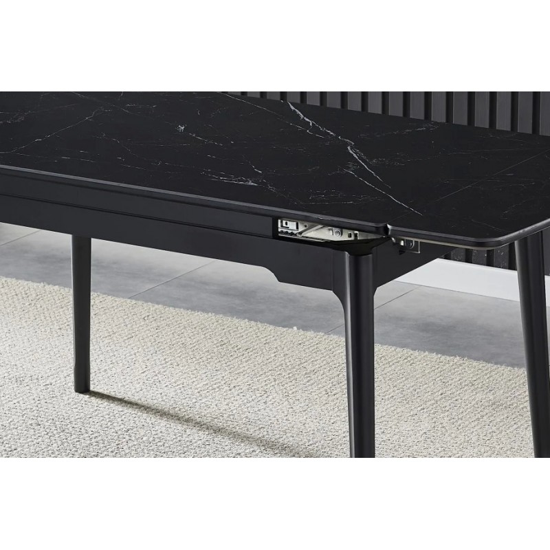 Стіл обідній розкладний BONN CERAMIC 130(180)*80 чорний мат/чорний каркас Intarsio