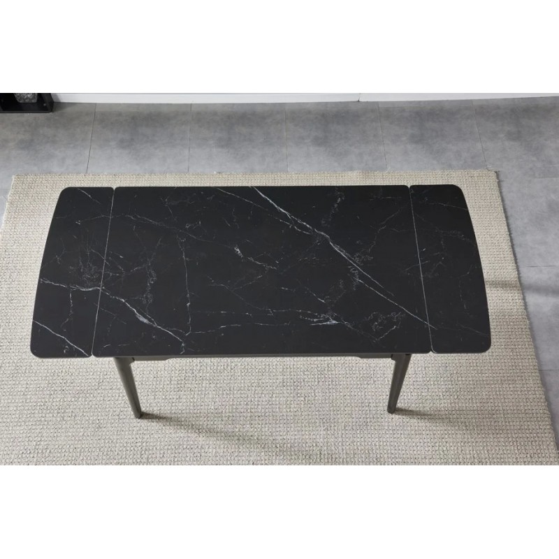 Стіл обідній розкладний BONN CERAMIC 130(180)*80 чорний мат/чорний каркас Intarsio
