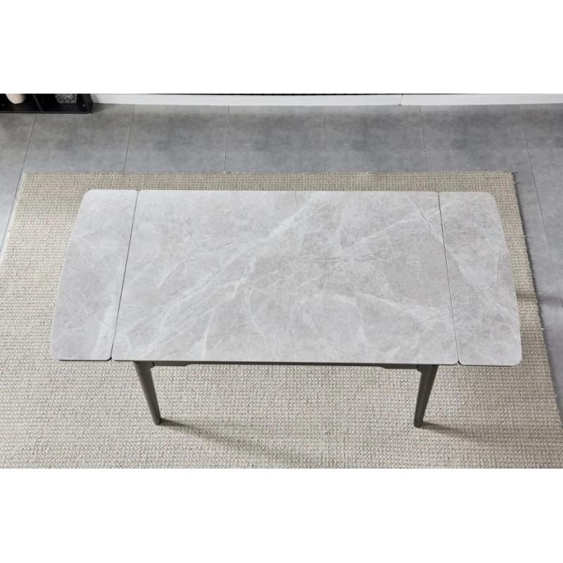 Стіл обідній розкладний BONN CERAMIC 130(180)*80 сірий глянець/чорний каркас Intarsio