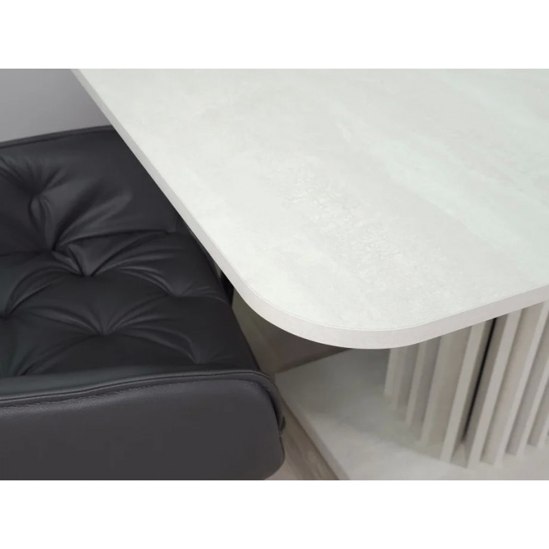 Стіл обідній розкладний CASANDRA S/A MAX 160(210)x90 шовковий камінь / антрацит Intarsio