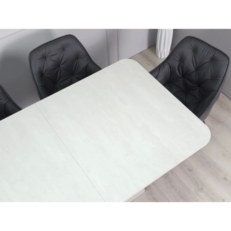 Стіл обідній розкладний CASANDRA S/A MAX 160(210)x90 шовковий камінь / антрацит Intarsio
