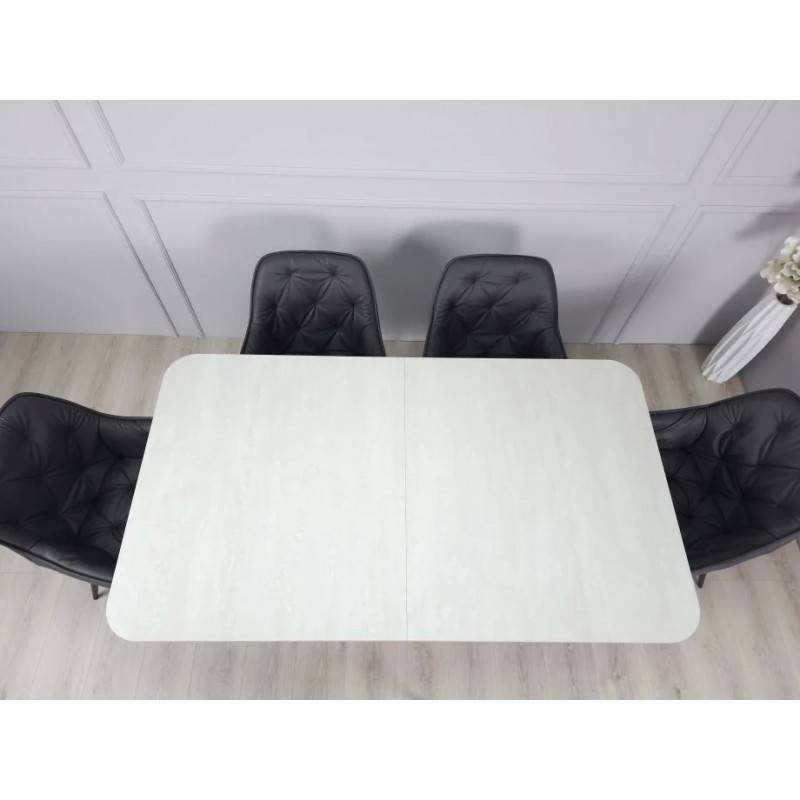 Стіл обідній розкладний CASANDRA S/A MAX 160(210)x90 шовковий камінь / антрацит Intarsio