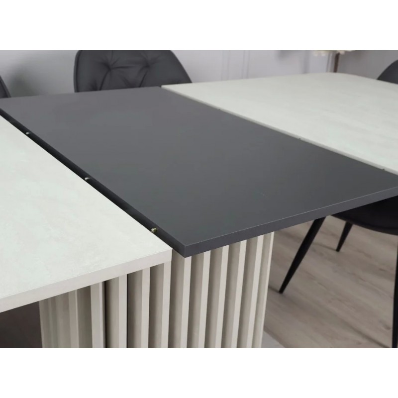 Стіл обідній розкладний CASANDRA S/A MAX 160(210)x90 шовковий камінь / антрацит Intarsio
