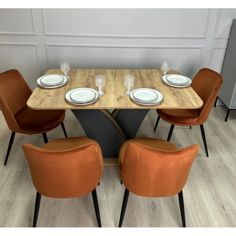 Стіл обідній розкладний DAKAR D/A Дуб крафт золотий / Антрацит 80-140 см. (180 см.)   Intarsio