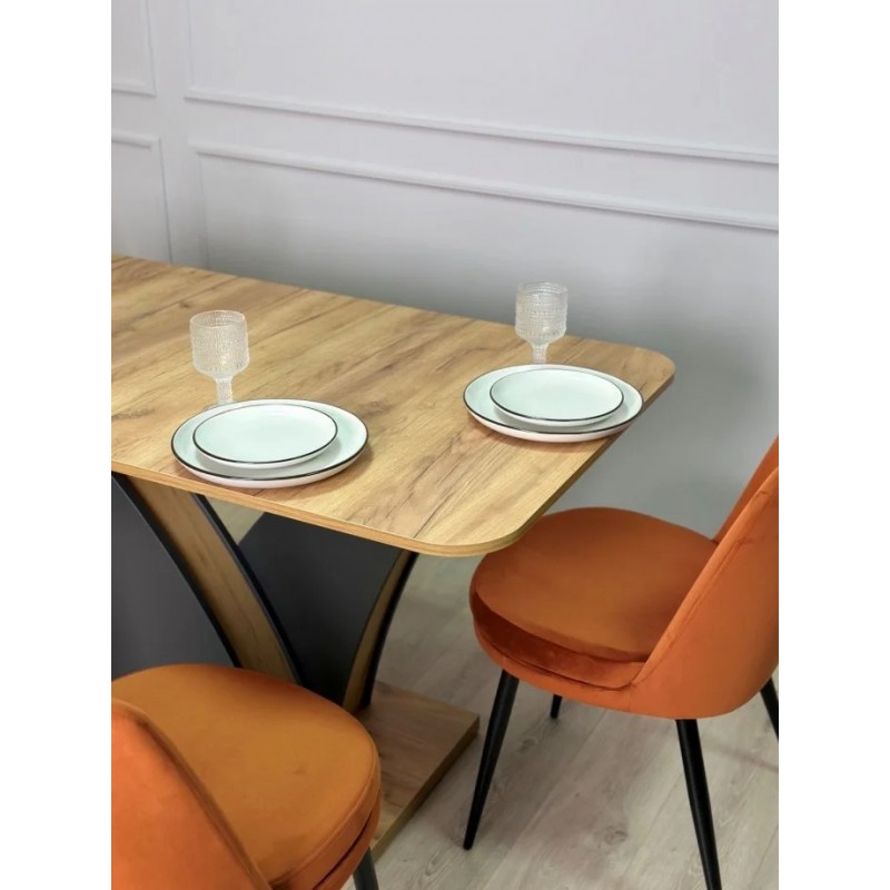 Стіл обідній розкладний DAKAR D/A Дуб крафт золотий / Антрацит 80-140 см. (180 см.)   Intarsio