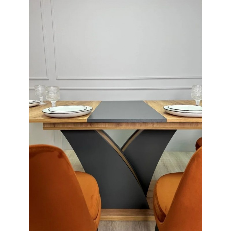 Стіл обідній розкладний DAKAR D/A Дуб крафт золотий / Антрацит 80-140 см. (180 см.)   Intarsio