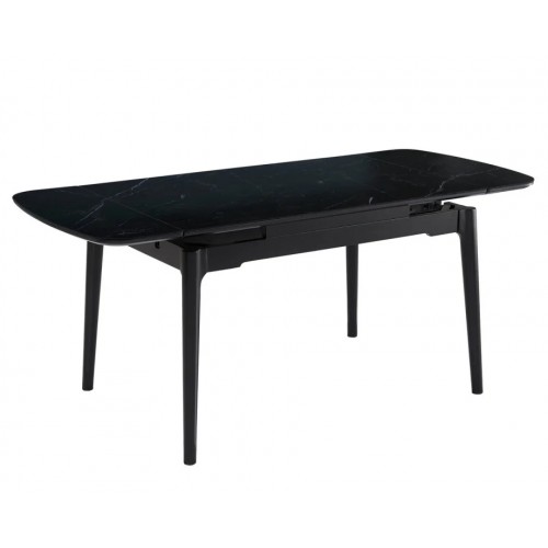 Стіл обідній розкладний DUBLIN CERAMIC 120(180)*80 чорний мат/чорний каркас Intarsio