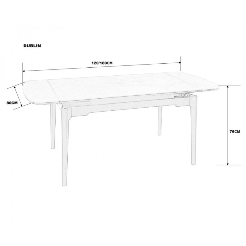 Стіл обідній розкладний DUBLIN CERAMIC 120(180)*80 чорний мат/чорний каркас Intarsio
