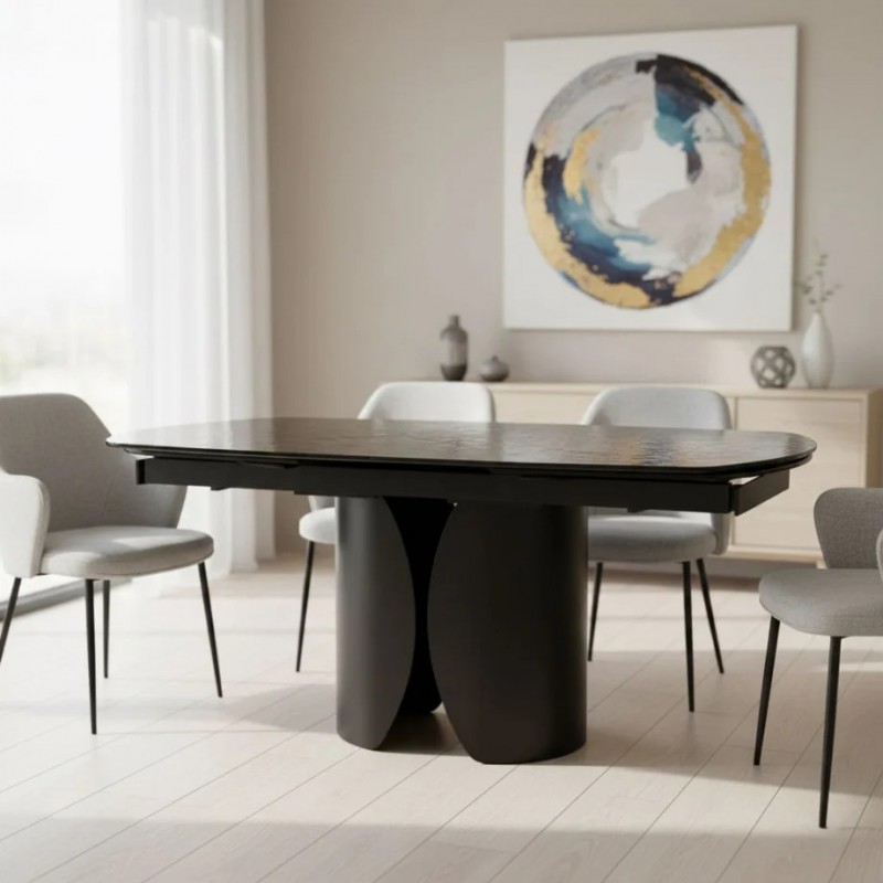 Стіл обідній розкладний EDGAR 160(240)*90 бронзовий/коричневий Intarsio