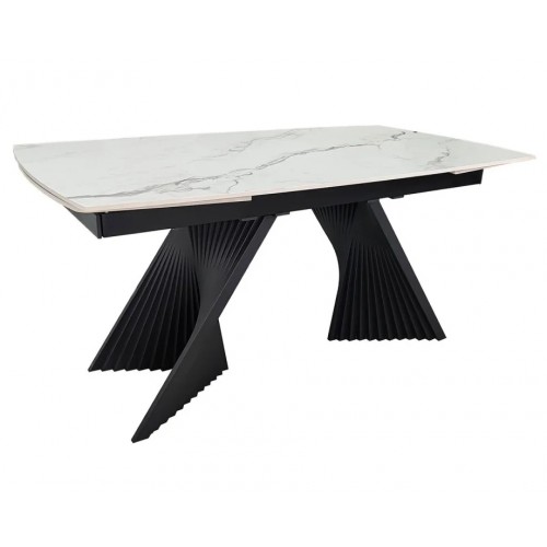 Стіл обідній розкладний EDMUND CERAMIC 160(240)*90 білий мат/чорний Intarsio
