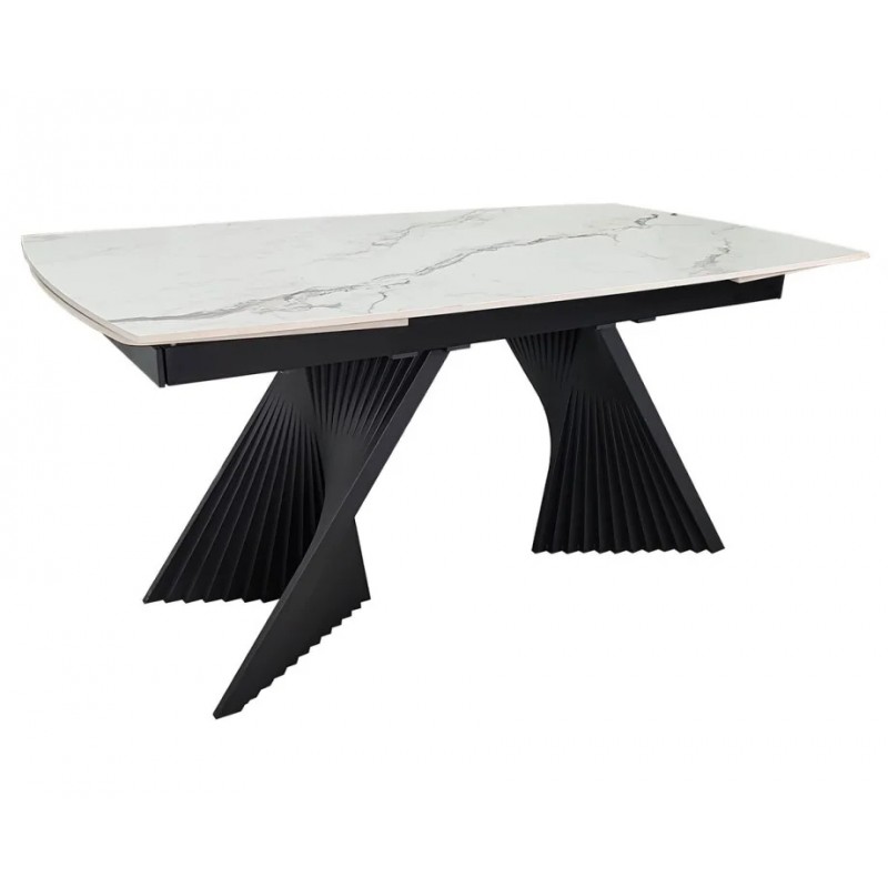 Стіл обідній розкладний EDMUND CERAMIC 160(240)*90 білий мат/чорний Intarsio
