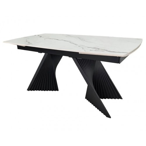Стіл обідній розкладний EDMUND CERAMIC 160(240)*90 білий мат/чорний Intarsio