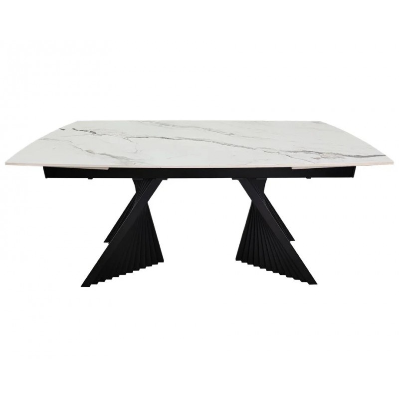 Стіл обідній розкладний EDMUND CERAMIC 160(240)*90 білий мат/чорний Intarsio