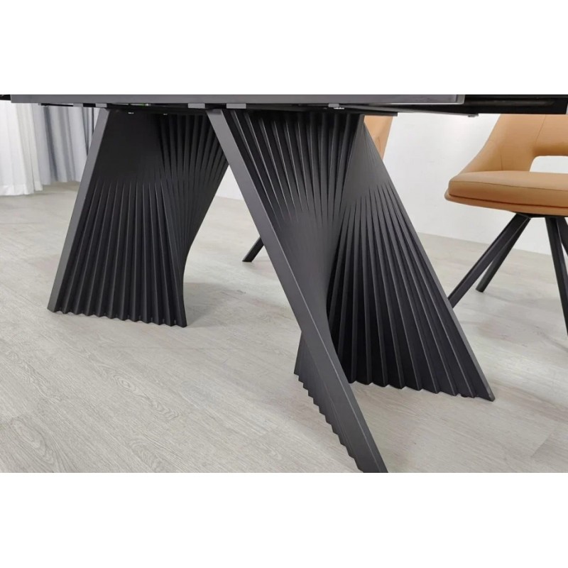 Стіл обідній розкладний EDMUND CERAMIC 160(240)*90 білий мат/чорний Intarsio