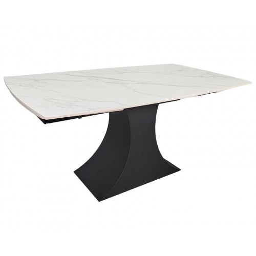 Стіл обідній розкладний GILBERT CERAMIC 160(240)*90 білий мат/чорний Intarsio