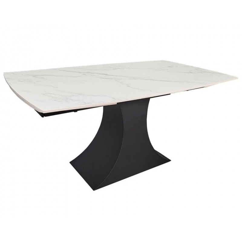 Стіл обідній розкладний GILBERT CERAMIC 160(240)*90 білий мат/чорний Intarsio