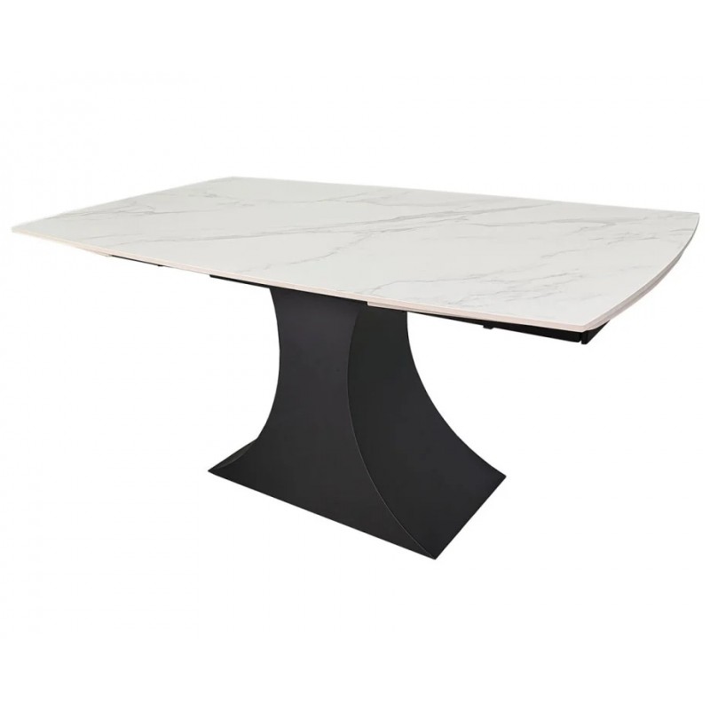 Стіл обідній розкладний GILBERT CERAMIC 160(240)*90 білий мат/чорний Intarsio