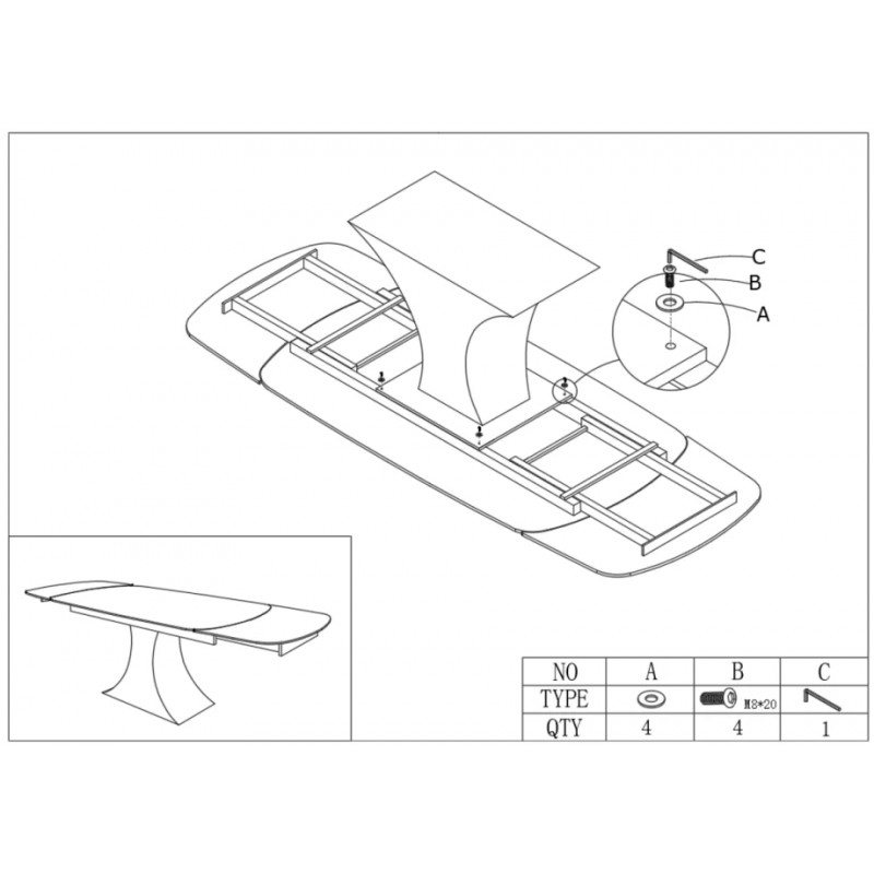 Стіл обідній розкладний GILBERT CERAMIC 160(240)*90 білий мат/чорний Intarsio