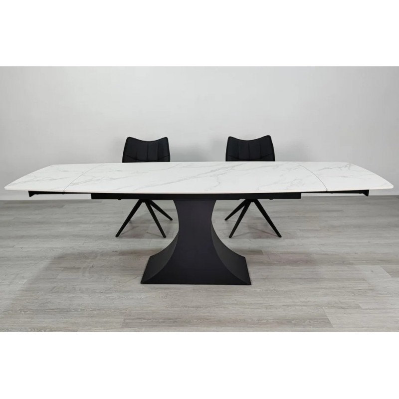 Стіл обідній розкладний GILBERT CERAMIC 160(240)*90 білий мат/чорний Intarsio