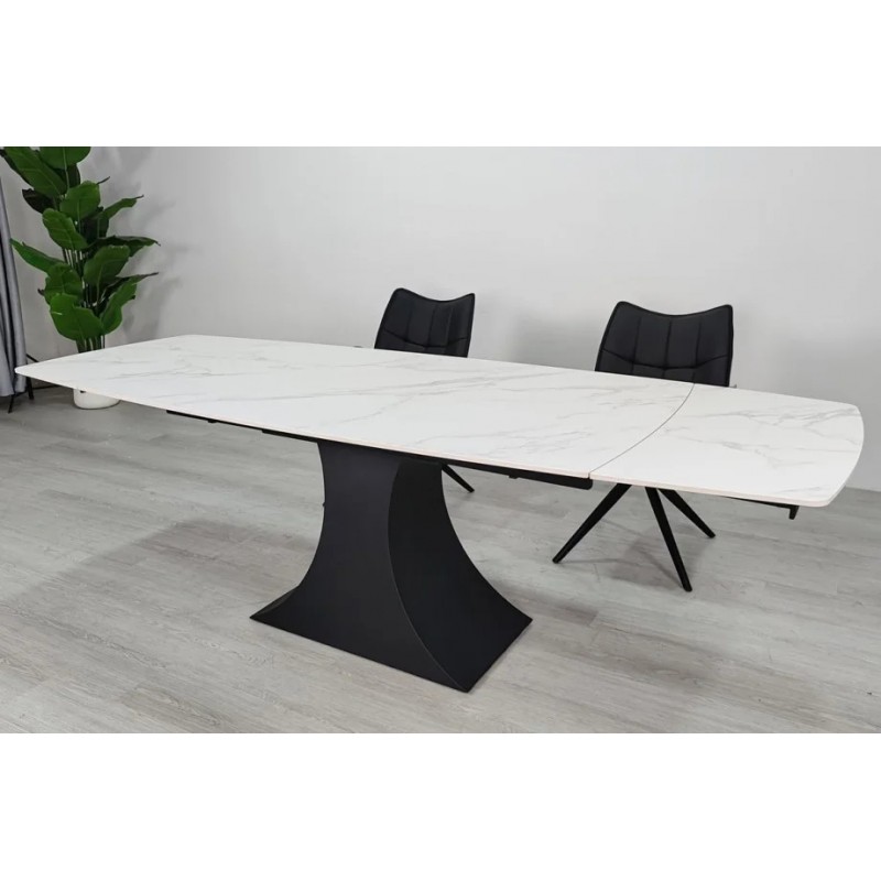 Стіл обідній розкладний GILBERT CERAMIC 160(240)*90 білий мат/чорний Intarsio