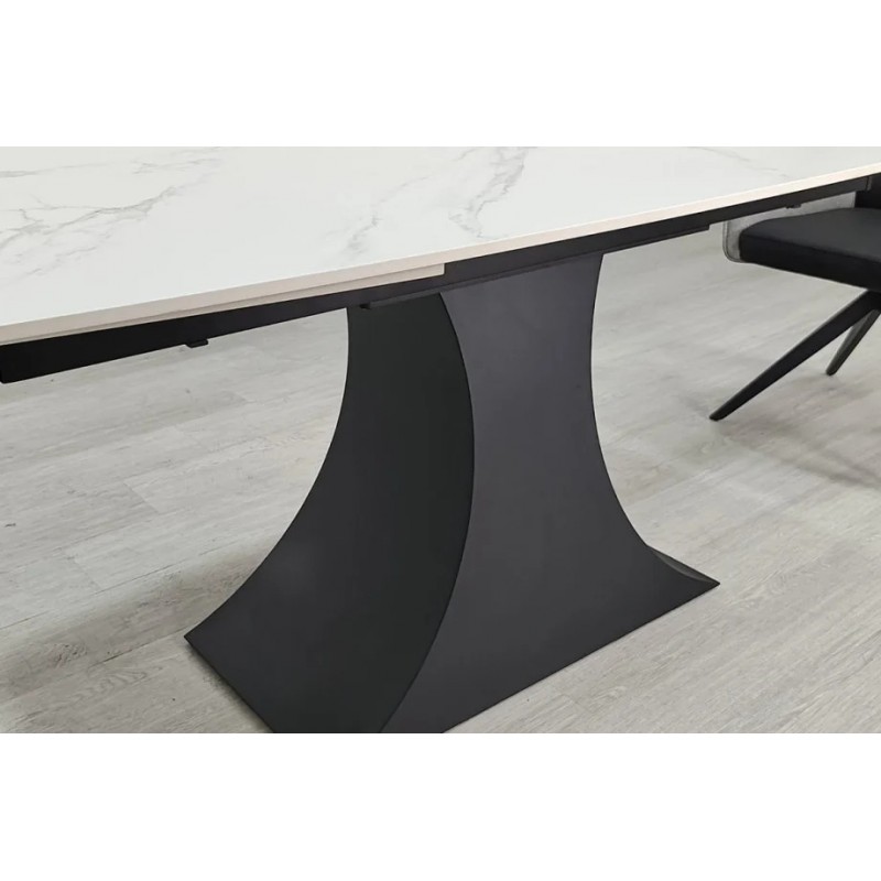 Стіл обідній розкладний GILBERT CERAMIC 160(240)*90 білий мат/чорний Intarsio