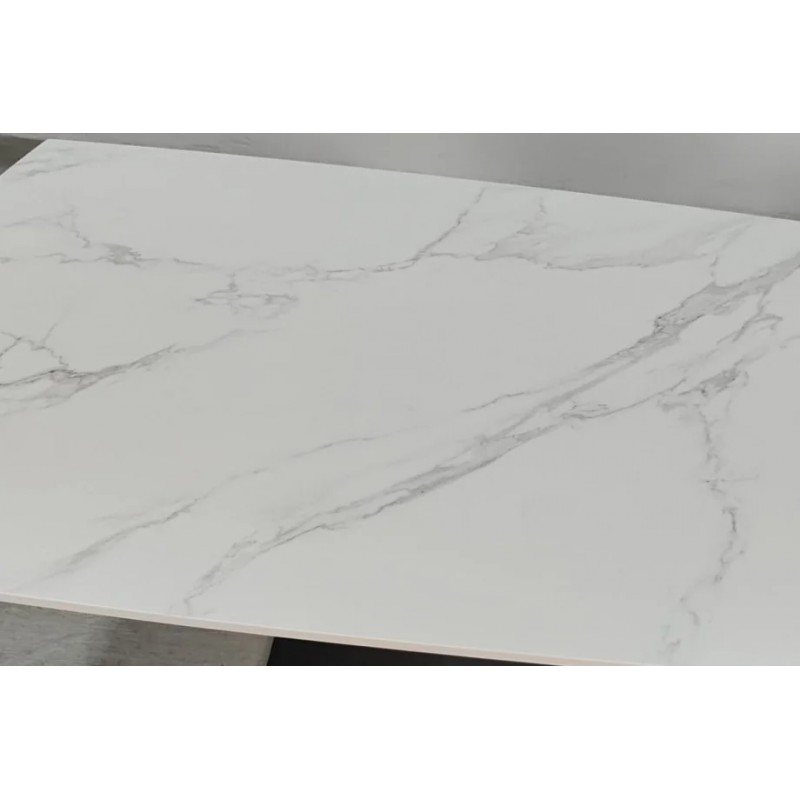 Стіл обідній розкладний GILBERT CERAMIC 160(240)*90 білий мат/чорний Intarsio