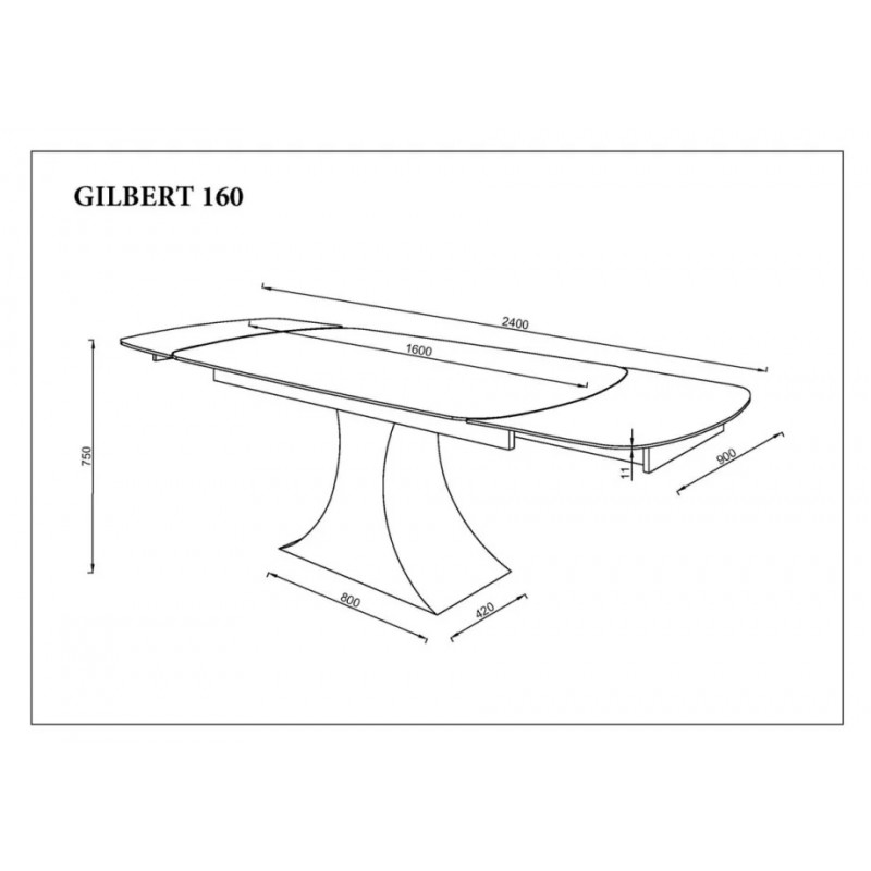 Стіл обідній розкладний GILBERT CERAMIC 160(240)*90 білий мат/чорний Intarsio