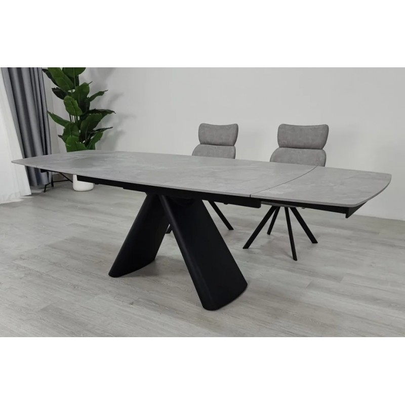 Стіл обідній розкладний GREYSON CERAMIC 160(240)*90 сірий мат/чорний Intarsio
