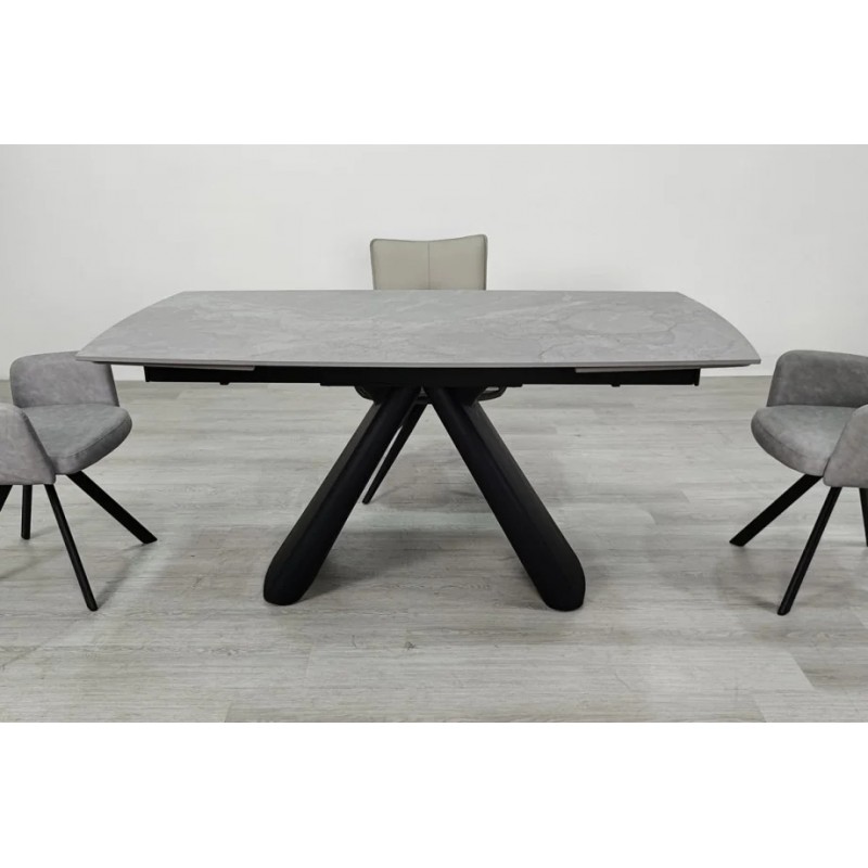 Стіл обідній розкладний GREYSON CERAMIC 160(240)*90 сірий мат/чорний Intarsio