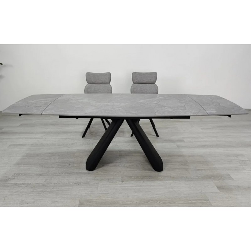 Стіл обідній розкладний GREYSON CERAMIC 160(240)*90 сірий мат/чорний Intarsio