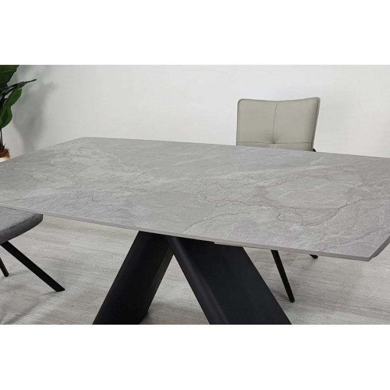 Стіл обідній розкладний GREYSON CERAMIC 160(240)*90 сірий мат/чорний Intarsio