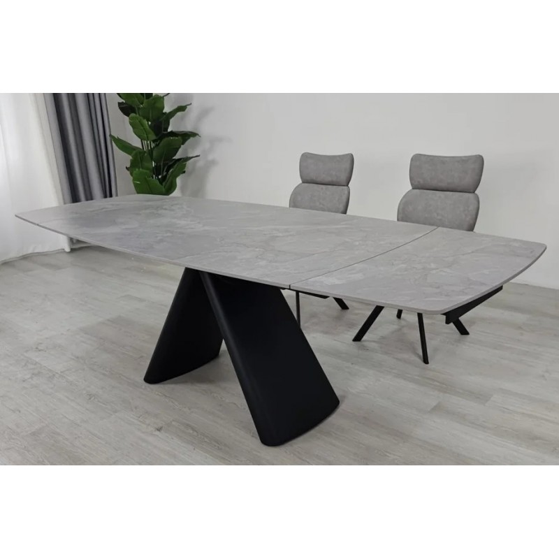 Стіл обідній розкладний GREYSON CERAMIC 160(240)*90 сірий мат/чорний Intarsio