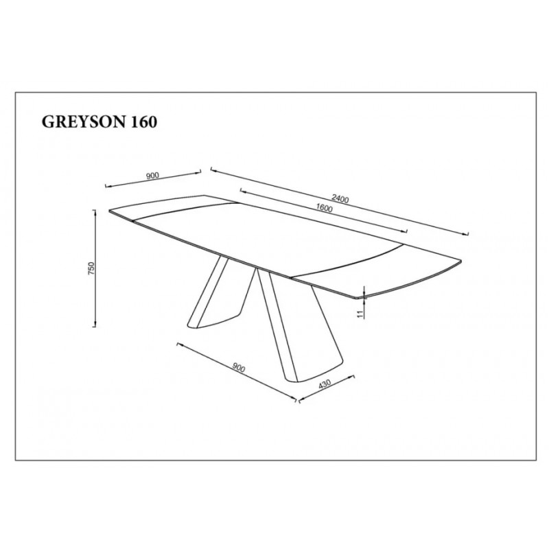 Стіл обідній розкладний GREYSON CERAMIC 160(240)*90 сірий мат/чорний Intarsio