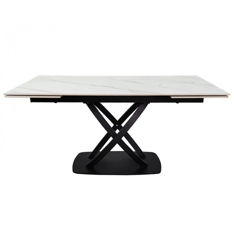 Стіл обідній розкладний HILDA CERAMIC 160(240)*90 білий мат/чорний Intarsio