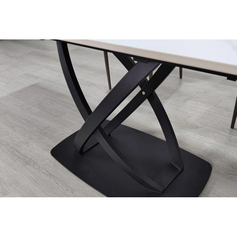 Стіл обідній розкладний HILDA CERAMIC 160(240)*90 білий мат/чорний Intarsio