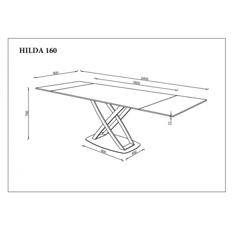 Стіл обідній розкладний HILDA CERAMIC 160(240)*90 білий мат/чорний Intarsio