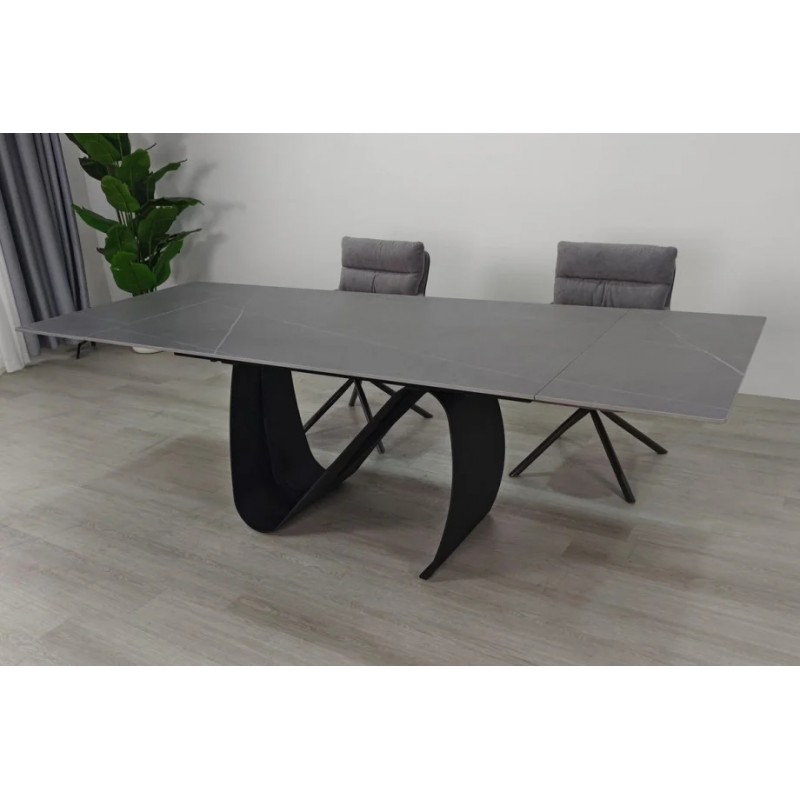 Стіл обідній розкладний JULIAN CERAMIC 160(240)*90 сірий мат/чорний Intarsio