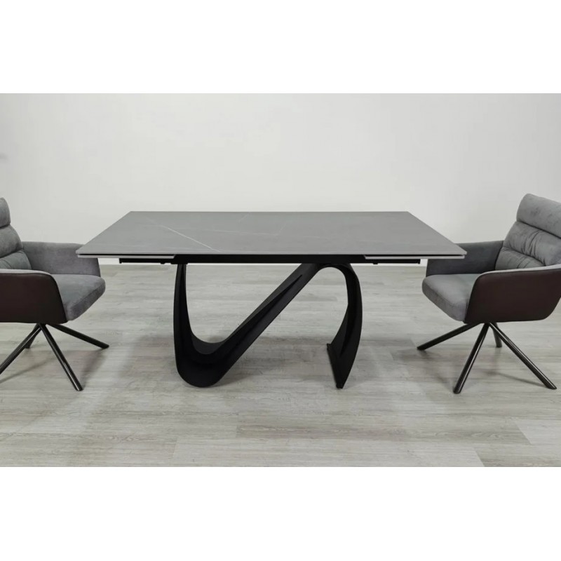 Стіл обідній розкладний JULIAN CERAMIC 160(240)*90 сірий мат/чорний Intarsio