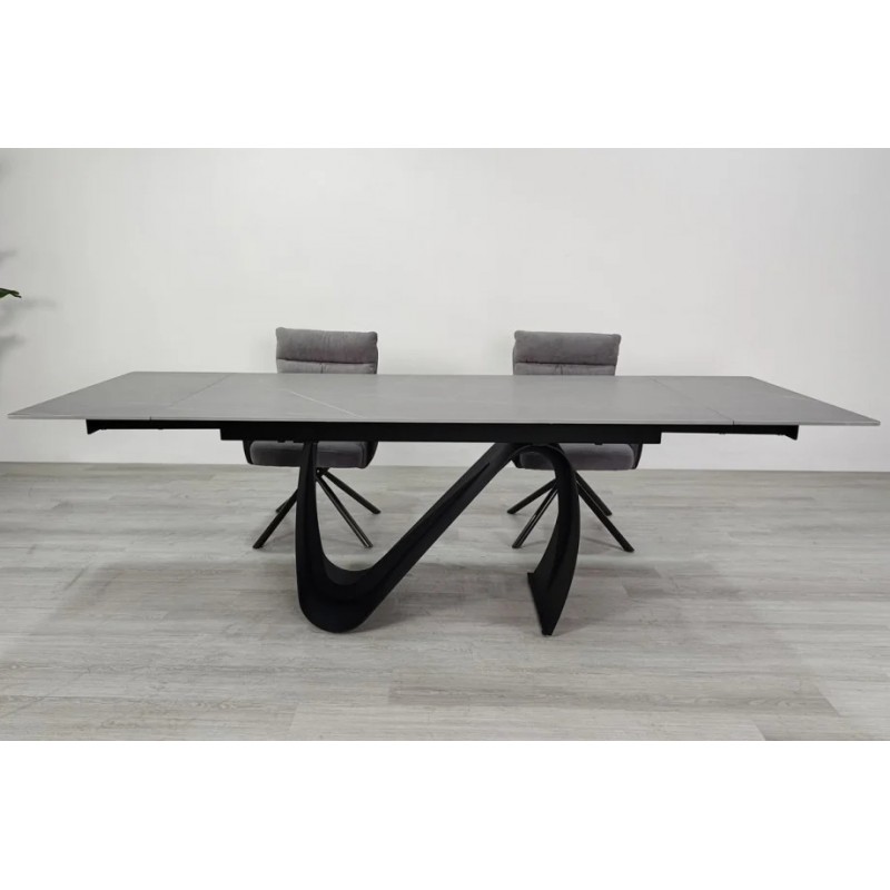 Стіл обідній розкладний JULIAN CERAMIC 160(240)*90 сірий мат/чорний Intarsio